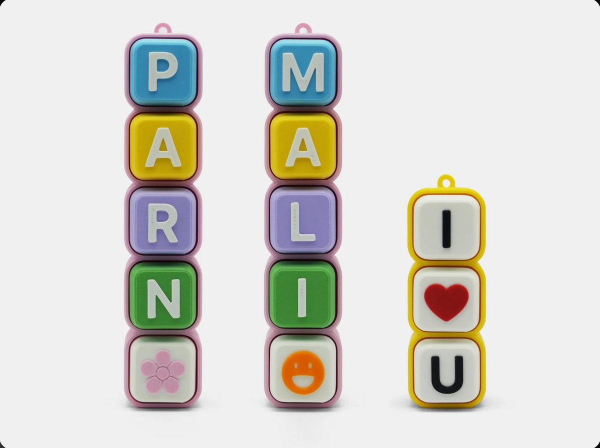 Name Clicker keychains, three examples