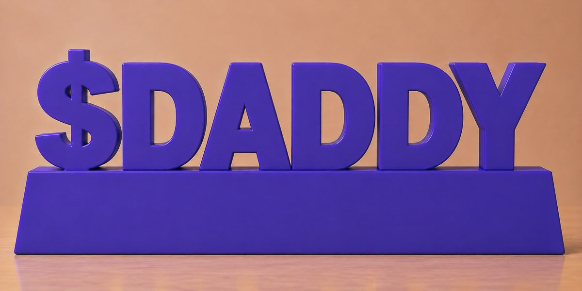 Concept render: stacked desk sign reading $Daddy